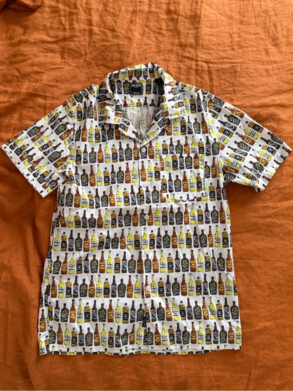Todd Snyder Beer Bottle Camp Collar SS Shirt Mens Size Small
